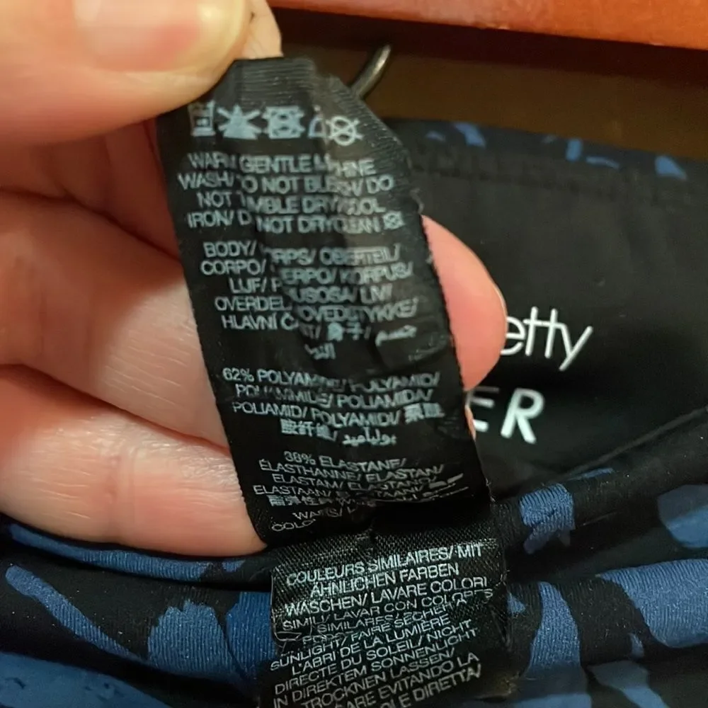 Sweaty Betty 7/8 Power Workout Leggings Black & Blue Floral